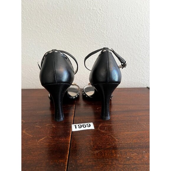 Hillard & Hanson Fiona Heels Women's US 10 Black Tan Flower Leather Ankle Straps - Picture 3 of 8